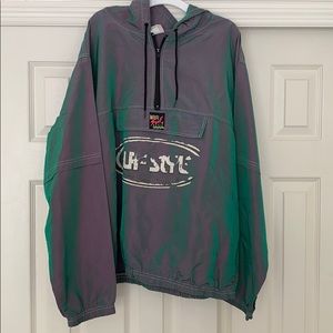 Vintage Surf Style Anorak Jacket Iridescence Rain